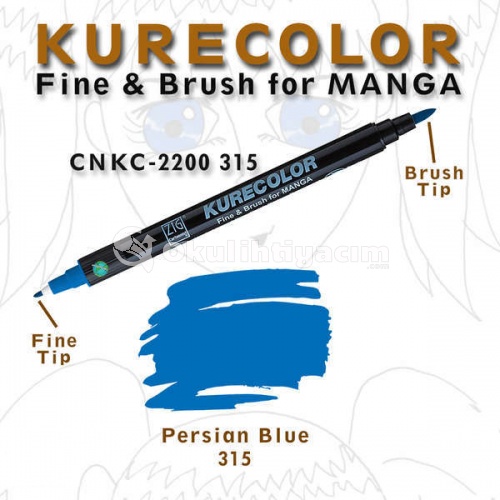 Zig Kurecolor Fine & Brush for Manga Çizim Kalemi 315 Persian Blue