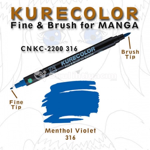 Zig Kurecolor Fine & Brush for Manga Çizim Kalemi 316 Menthol Violet