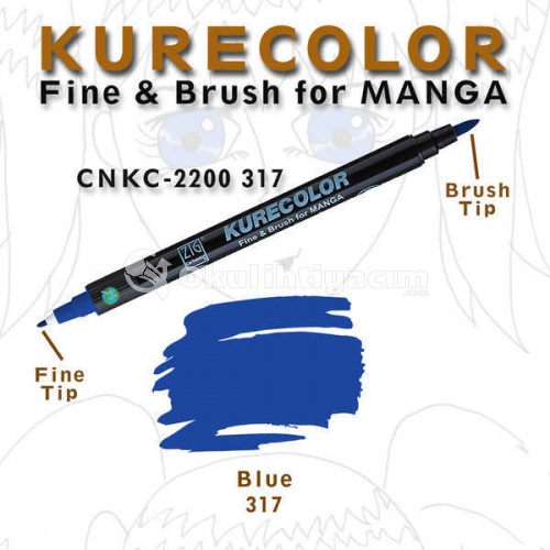 Zig Kurecolor Fine & Brush for Manga Çizim Kalemi 317 Blue