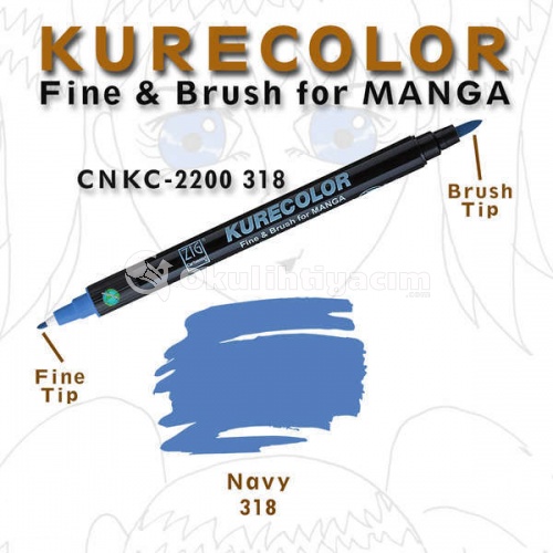 Zig Kurecolor Fine & Brush for Manga Çizim Kalemi 318 Navy