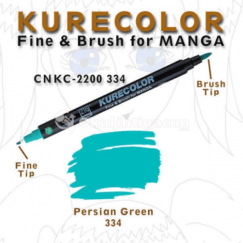 Zig Kurecolor Fine & Brush for Manga Çizim Kalemi 334 Persian Green
