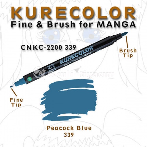 Zig Kurecolor Fine & Brush for Manga Çizim Kalemi 339 Peacock Blue