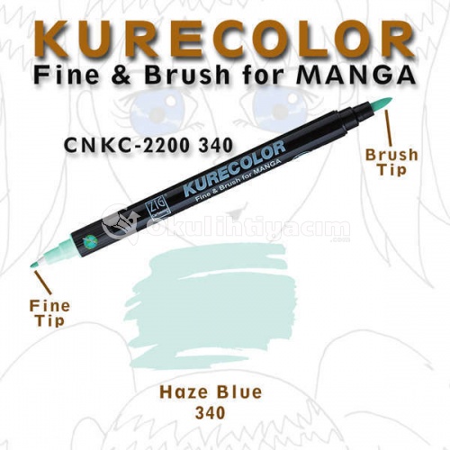 Zig Kurecolor Fine & Brush for Manga Çizim Kalemi 340 Haze Blue