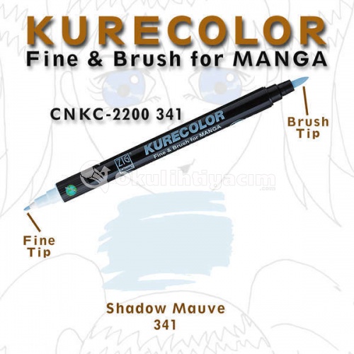 Zig Kurecolor Fine & Brush for Manga Çizim Kalemi 341 Shadow Mauve