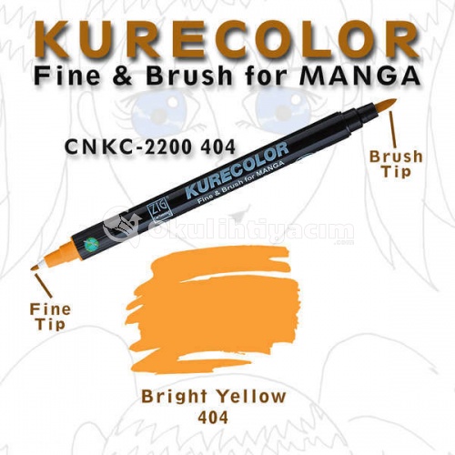 Zig Kurecolor Fine & Brush for Manga Çizim Kalemi 404 Bright Yellow