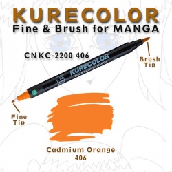 Zig - Zig Kurecolor Fine & Brush for Manga Çizim Kalemi 406 Cadmium Orange