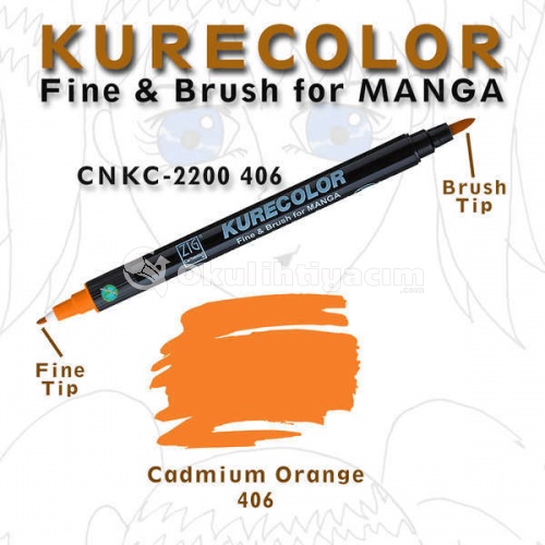 Zig Kurecolor Fine & Brush for Manga Çizim Kalemi 406 Cadmium Orange