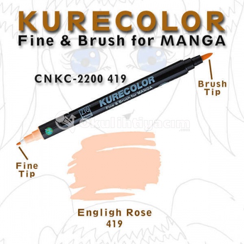 Zig Kurecolor Fine & Brush for Manga Çizim Kalemi 419 English Rose
