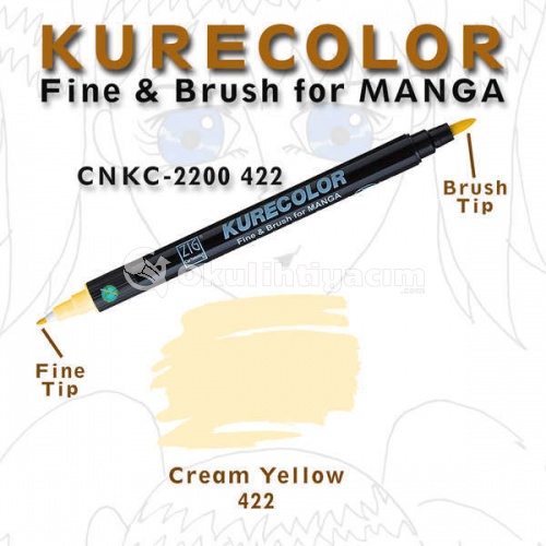 Zig Kurecolor Fine & Brush for Manga Çizim Kalemi 422 Cream Yellow