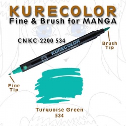 Zig - Zig Kurecolor Fine & Brush for Manga Çizim Kalemi 534 Turquoise Green