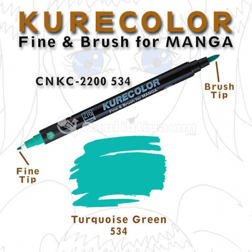 Zig Kurecolor Fine & Brush for Manga Çizim Kalemi 534 Turquoise Green