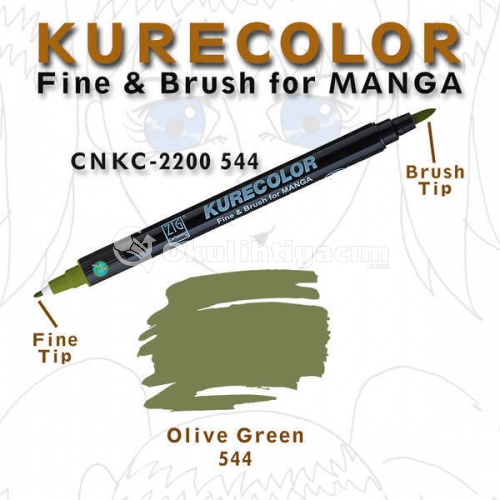 Zig Kurecolor Fine & Brush for Manga Çizim Kalemi 544 Olive Green