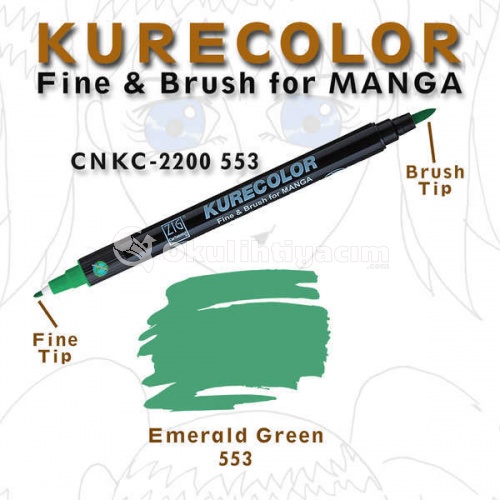 Zig Kurecolor Fine & Brush for Manga Çizim Kalemi 553 Emerald Green