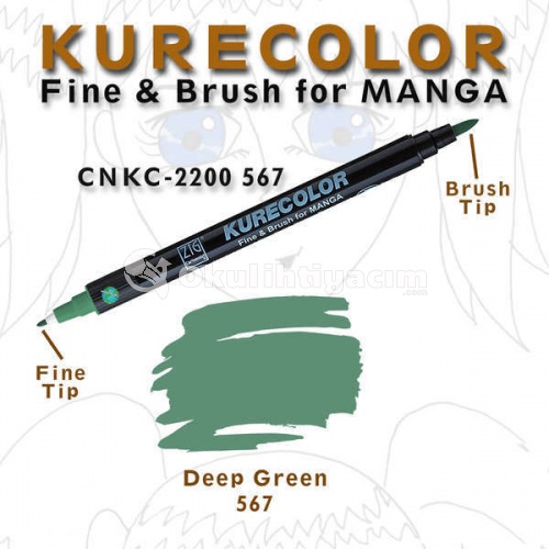 Zig Kurecolor Fine & Brush for Manga Çizim Kalemi 567 Deep Green