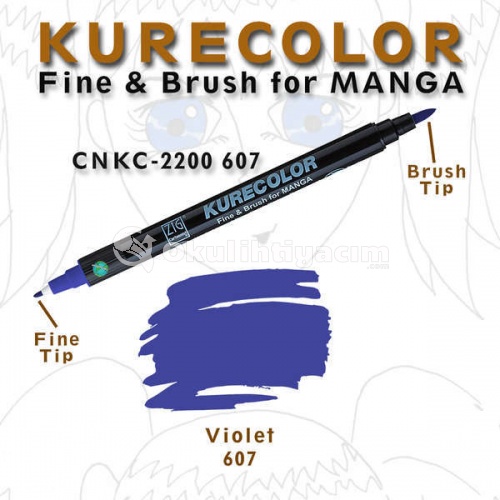 Zig Kurecolor Fine & Brush for Manga Çizim Kalemi 607 Violet