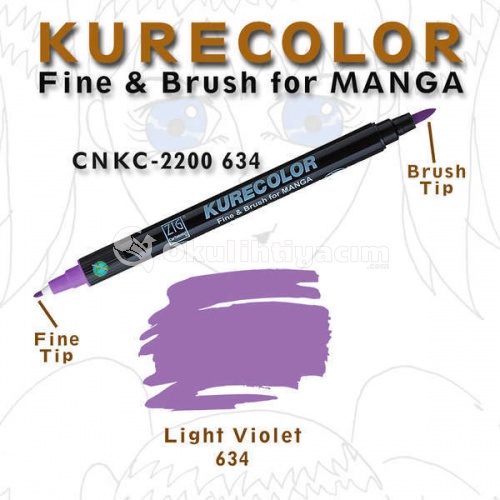 Zig Kurecolor Fine & Brush for Manga Çizim Kalemi 634 Light Violet