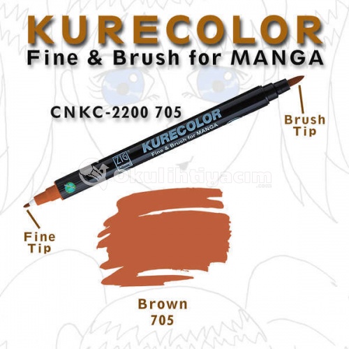 Zig Kurecolor Fine & Brush for Manga Çizim Kalemi 705 Brown