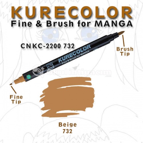 Zig Kurecolor Fine & Brush for Manga Çizim Kalemi 732 Beige