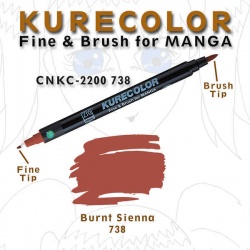 Zig - Zig Kurecolor Fine & Brush for Manga Çizim Kalemi 738 Burnt Sienna