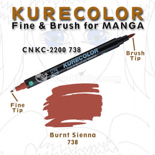 Zig Kurecolor Fine & Brush for Manga Çizim Kalemi 738 Burnt Sienna