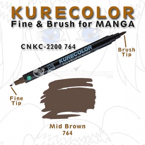 Zig Kurecolor Fine & Brush for Manga Çizim Kalemi 764 Mıd Brown