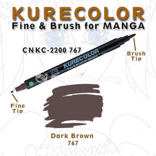 Zig Kurecolor Fine & Brush for Manga Çizim Kalemi 767 Dark Brown