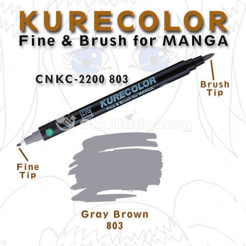 Zig Kurecolor Fine & Brush for Manga Çizim Kalemi 803 Dark Brown