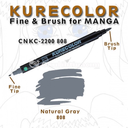 Zig Kurecolor Fine & Brush for Manga Çizim Kalemi 808 Natural Gray