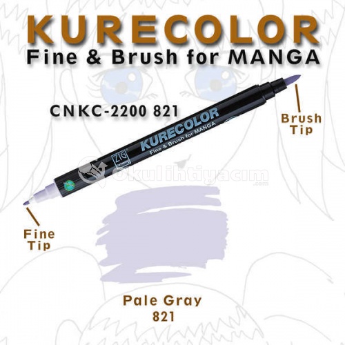 Zig Kurecolor Fine & Brush for Manga Çizim Kalemi 821 Pale Gray