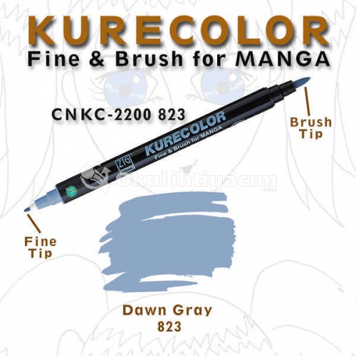 Zig Kurecolor Fine & Brush for Manga Çizim Kalemi 823 Dawn Gray