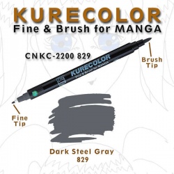 Zig - Zig Kurecolor Fine & Brush for Manga Çizim Kalemi 829 Dark Steel Gray