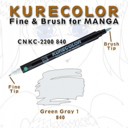 Zig - Zig Kurecolor Fine & Brush for Manga Çizim Kalemi 840 Green Gray 1
