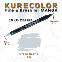Zig - Zig Kurecolor Fine & Brush for Manga Çizim Kalemi 842 Green Gray 2