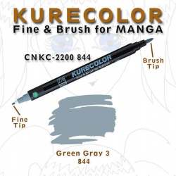 Zig - Zig Kurecolor Fine & Brush for Manga Çizim Kalemi 844 Green Gray 3