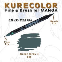 Zig - Zig Kurecolor Fine & Brush for Manga Çizim Kalemi 846 Green Gray 4
