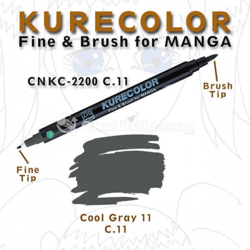 Zig Kurecolor Fine & Brush for Manga Çizim Kalemi C.11 Cool Gray