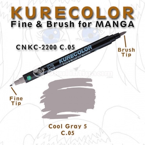 Zig Kurecolor Fine & Brush for Manga Çizim Kalemi C.5 Cool Grey
