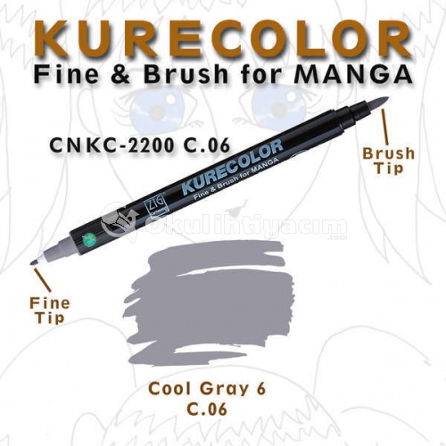 Zig Kurecolor Fine & Brush for Manga Çizim Kalemi C.6 Cool Grey