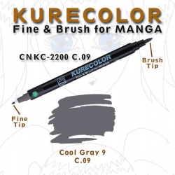 Zig - Zig Kurecolor Fine & Brush for Manga Çizim Kalemi C.9 Cool Gray