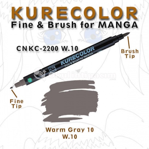 Zig Kurecolor Fine & Brush for Manga Çizim Kalemi W.10 Warm Gray