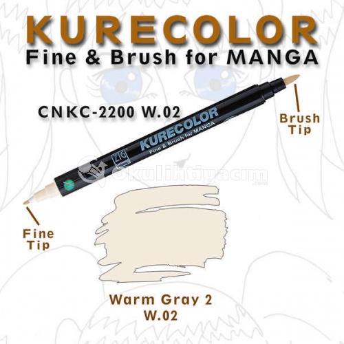 Zig Kurecolor Fine & Brush for Manga Çizim Kalemi W.2 Warm Grey