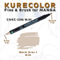 Zig - Zig Kurecolor Fine & Brush for Manga Çizim Kalemi W.4 Warm Grey