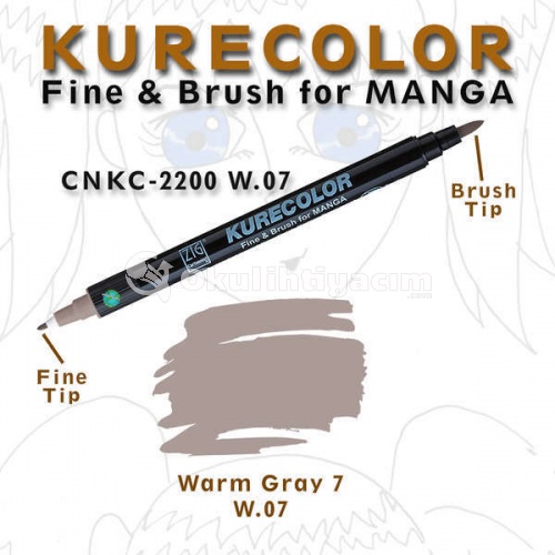 Zig Kurecolor Fine & Brush for Manga Çizim Kalemi W.7 Warm Gray