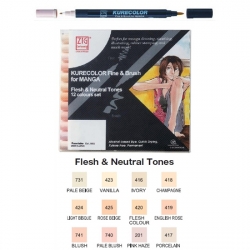 Zig - Zig Kurecolor Fine & Brush for Manga Flesh & Neutral Tones 12 Renk (CNKC-2200/12VFN)