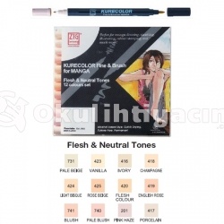 Zig Kurecolor Fine & Brush for Manga Flesh & Neutral Tones 12 Renk (CNKC-2200/12VFN)