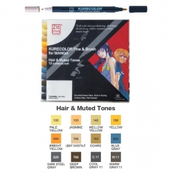 Zig - Zig Kurecolor Fine & Brush for Manga Hair & Muted Tones 12 Renk (CNKC-2200/12VHM)