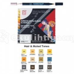 Zig Kurecolor Fine & Brush for Manga Hair & Muted Tones 12 Renk (CNKC-2200/12VHM)