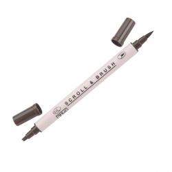 Zig - Zig Scroll & Brush Çift Çizgi ve Fırça Uçlu Kaligrafi Kalemi – Chocolate