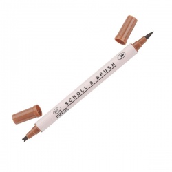 Zig - Zig Scroll & Brush Çift Çizgi ve Fırça Uçlu Kaligrafi Kalemi – Coffee