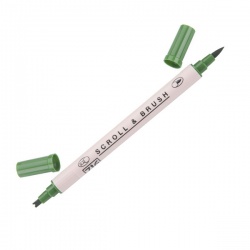 Zig - Zig Scroll & Brush Çift Çizgi ve Fırça Uçlu Kaligrafi Kalemi - Ever Green